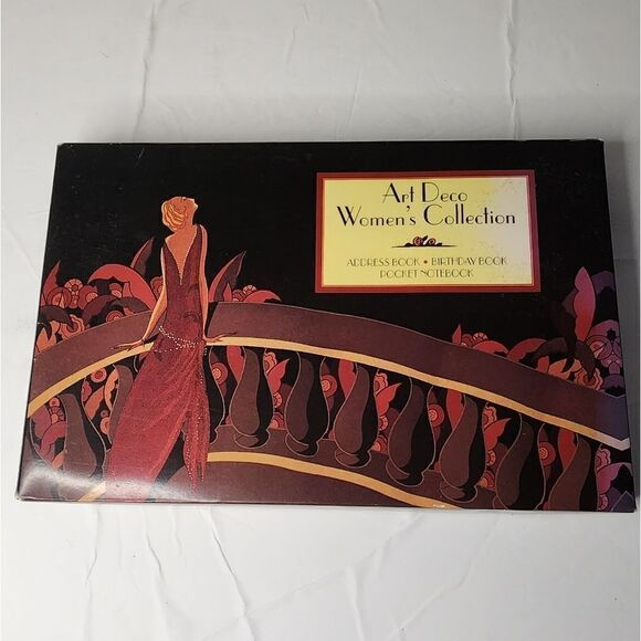 Art Deco Women's Collection Desk Set - Address, Bday, Pocket Note bks, Open Box - Picture 1 of 13